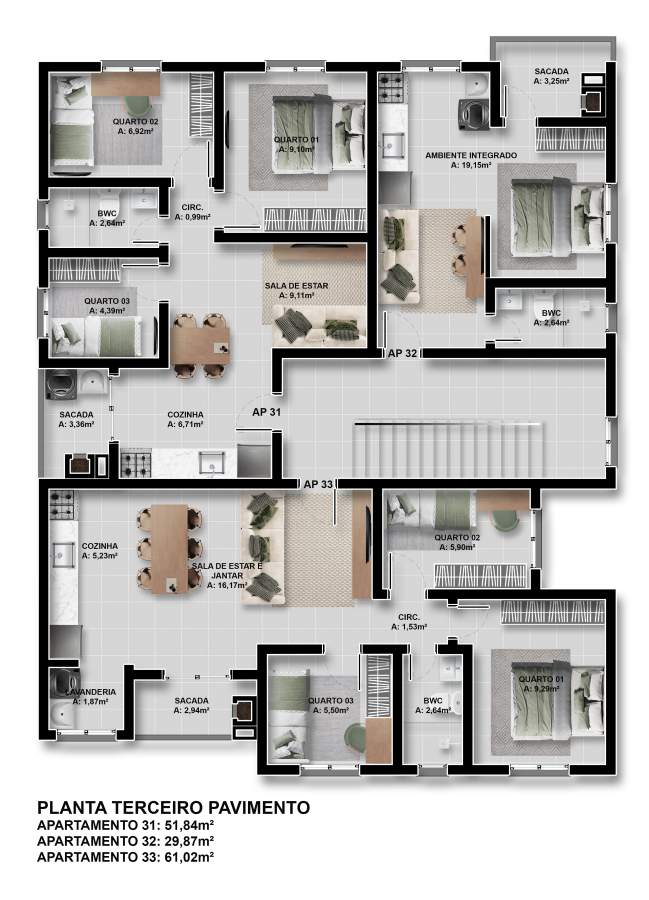 Apartamento, 3 quartos, 51 m² - Foto 6